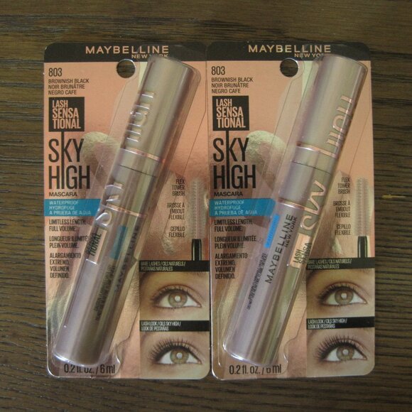 (2) Maybelline Lash Sensational Sky High Mascara #803 Brownish Black Waterproof - Picture 1 of 1
